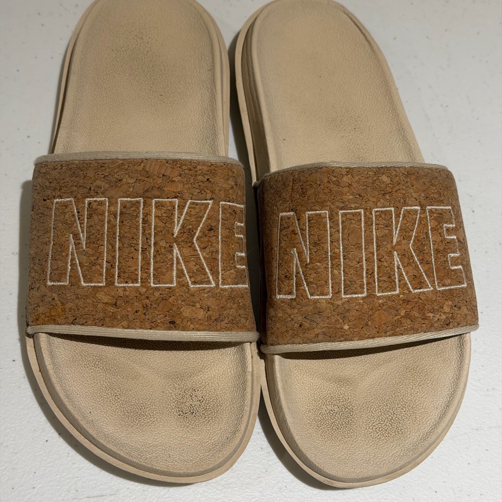Nike Cork Strap Beige Slides